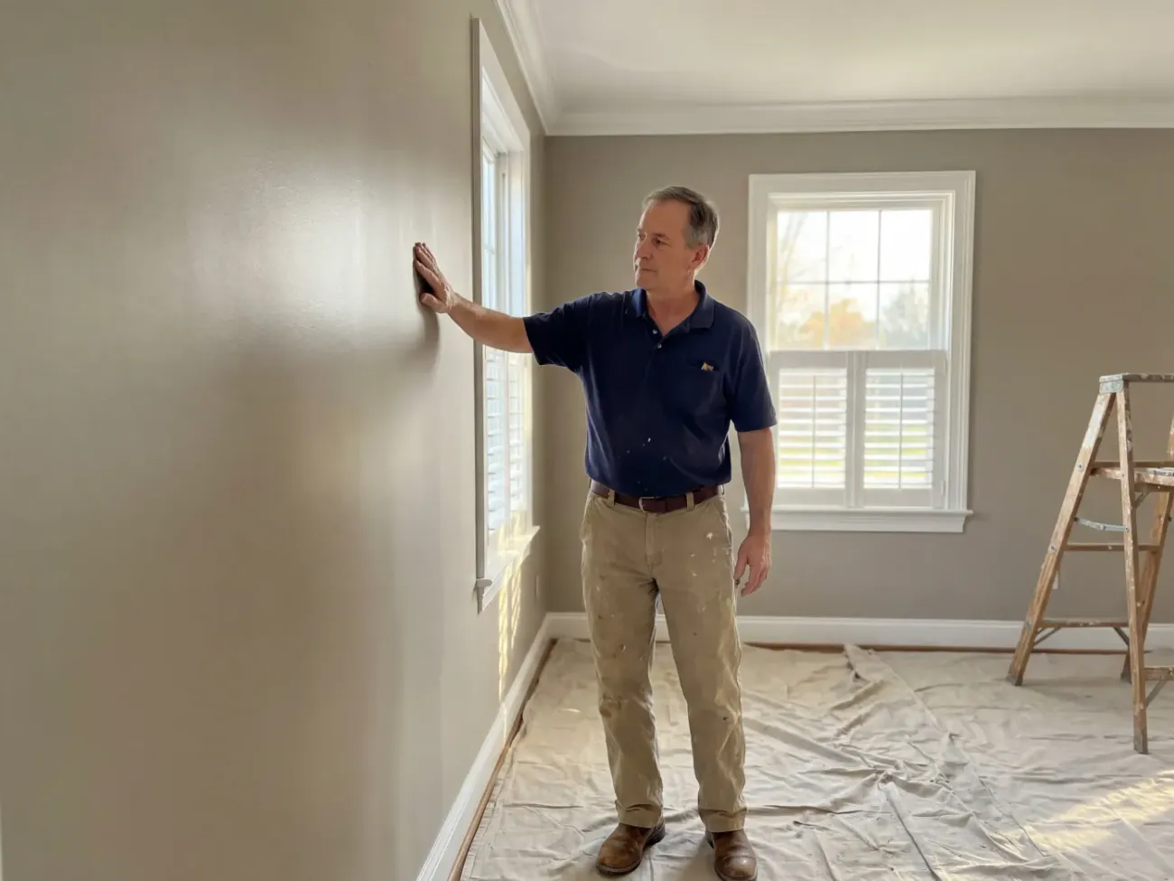David Foster, painting contractor, inspecting completed work at a Virginia home