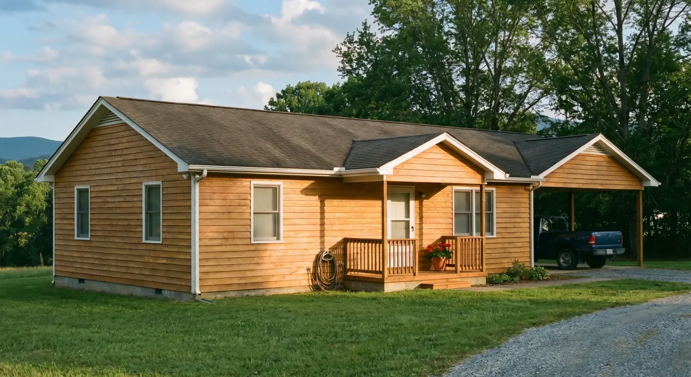 Cedar siding after full restoration with a rich warm stain finish