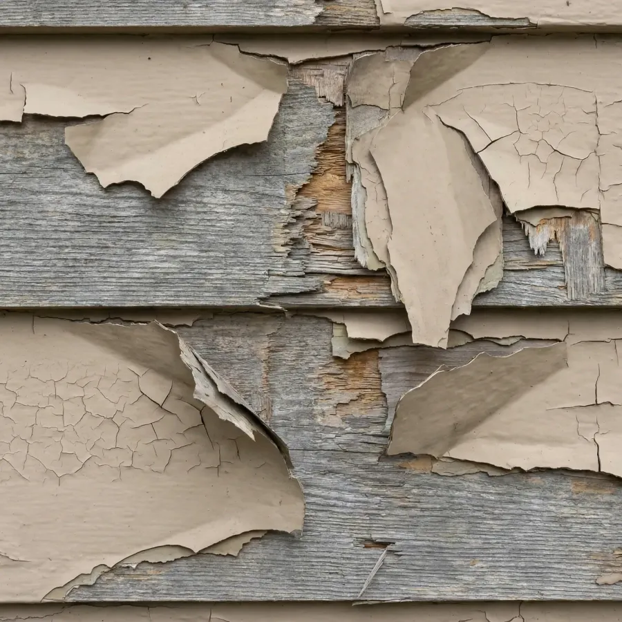 Peeling paint and coating failure on cedar siding