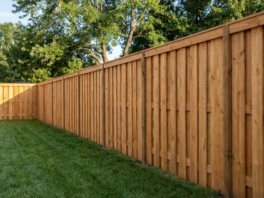 Painted privacy fence with clean uniform finish