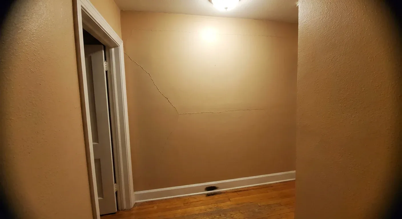 Drywall crack before repair