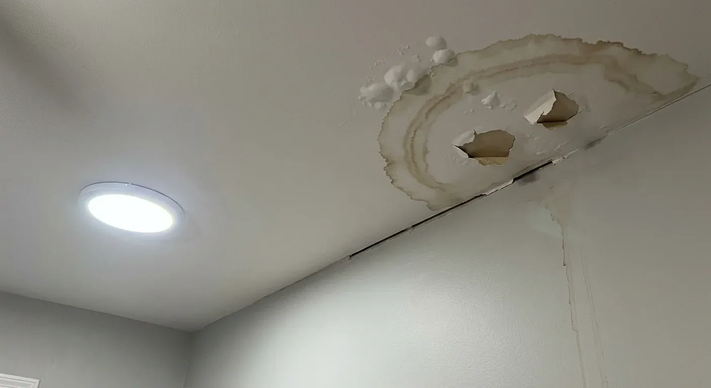 Drywall with water damage before repair