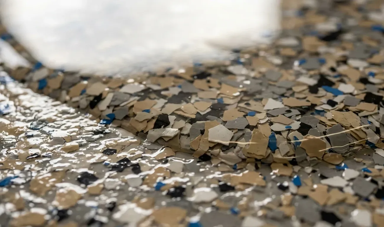 Close-up of an epoxy floor finish showing smooth, glossy surface detail