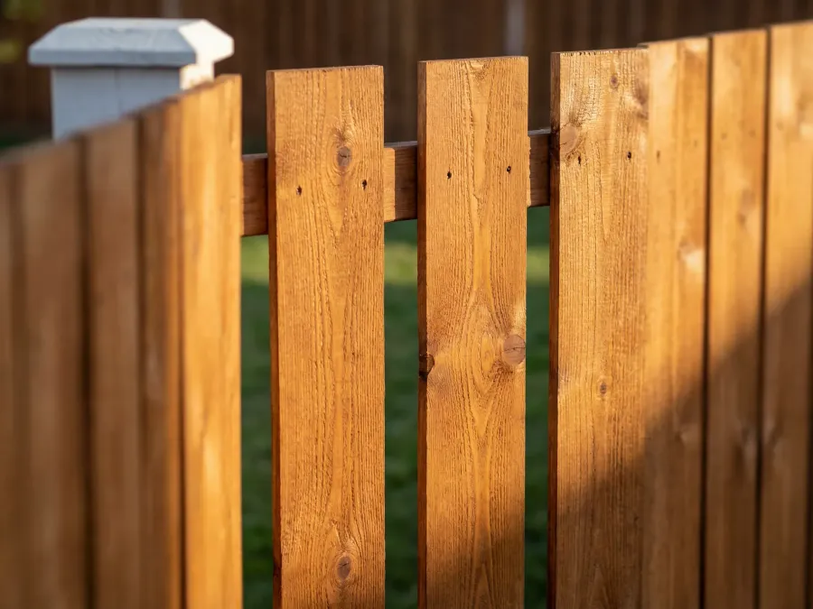 Stained wood fence with professional protective finish