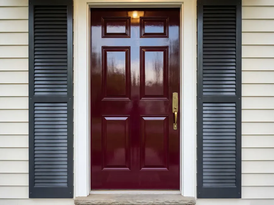 Painted front door and shutters on a Virginia home