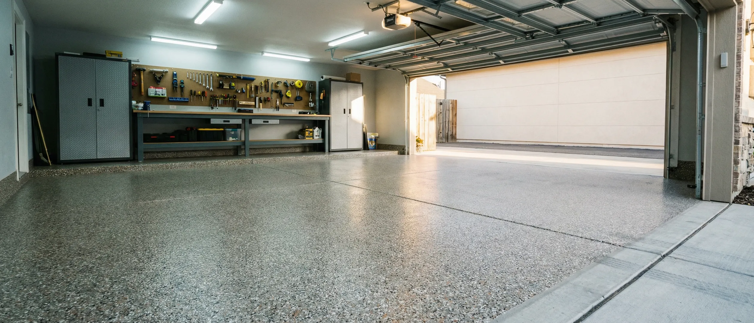 Epoxy-coated garage floor by Greystone Painting in Front Royal, Virginia