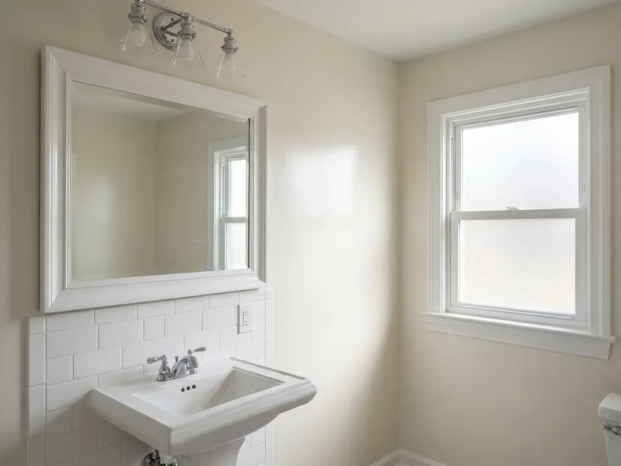 Bathroom painted with moisture-resistant finish to prevent peeling and mildew