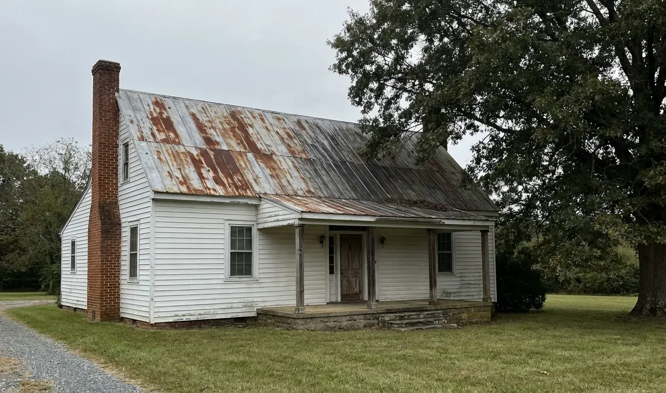 Weathered metal roof before painting