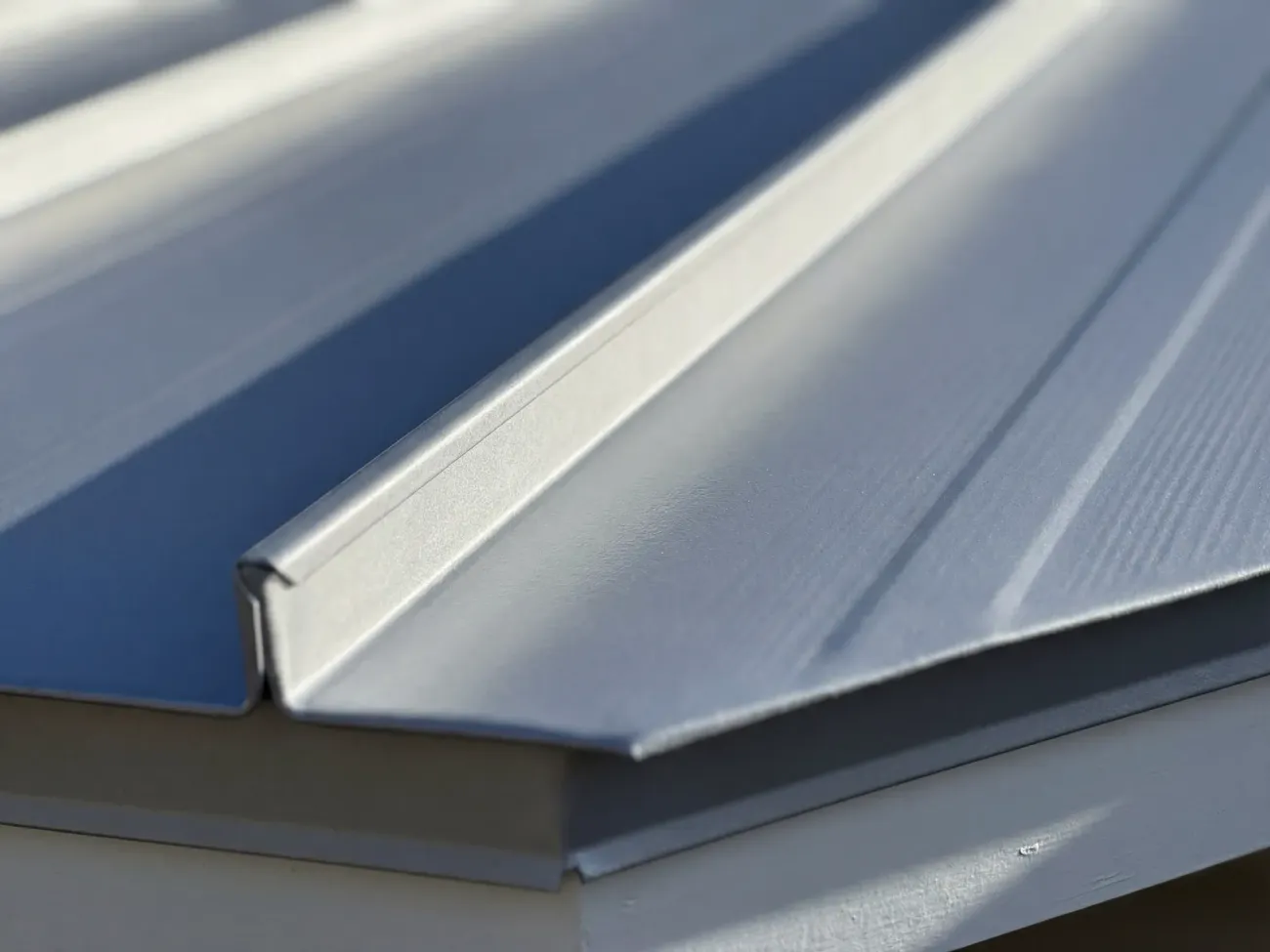 Detail of professional metal roof coating application