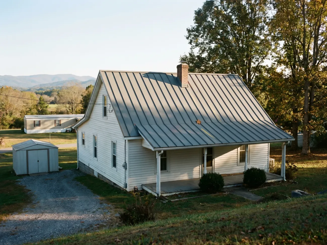 Detail of professional metal roof coating application