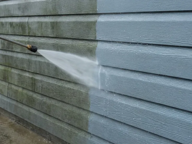 Power washing a home exterior in Front Royal, Virginia