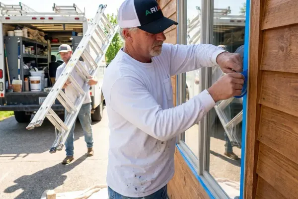 Surface preparation and masking before painting